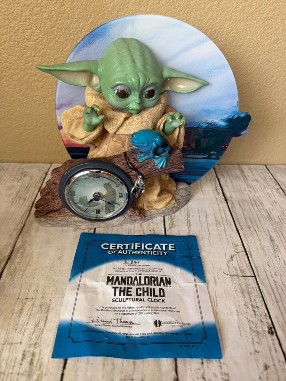 Star Wars Mandalorian Grogu Lot Bradford Exchange Clock & Water Globe w/COA - Picture 7 of 16